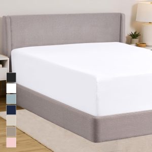 Fitted Stay in Place Twin Bed Sheet, Extra Deep Pocket Sheets, Soft Breathable Lightweight Microfiber, All Around Elastic Bottom, Oeko-Tex, Wrinkle, Fade, and Shrink Resistant,