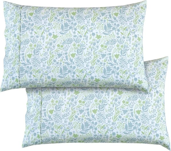Ultra Soft Set of 2 Floral Print Pillowcases - 1500 Premium Hotel Quality Microfiber, Soft and Smooth Envelope Closure 2-Piece Pillow Covers - Standard/Queen,