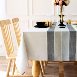 Farmhouse Tablecloth Waterproof Rectangle Burlap Table Cloth, Cotton Linen Rustic Embroidery Fabric Table Cover for Indoor Outdoor Dinning Tabletop Decoration -d- 54" x 70", 4-6 Seats