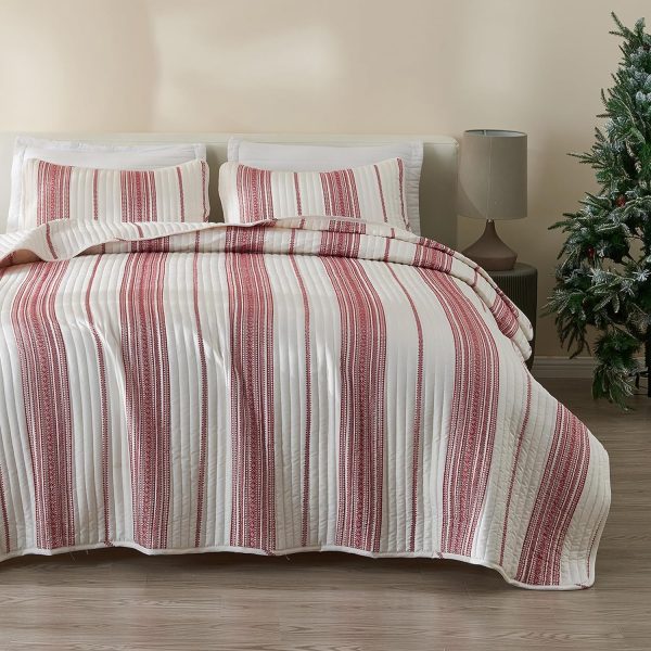 3-Piece Reversible Blue Full/Queen Quilt Comforter with 2 Shams | Lightweight, All-Season, Cozy, Modern Bedspreads