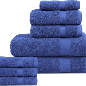8 Piece Towel Set-Ultra Soft 100% Pure Cotton, 2 Large Bath Towels 28 x 56,2 Hand Towels for Bathroom16x26, 4 Wash Cloths 12x12, Bath Towels Ideal for Everyday Use, Hotel & Spa